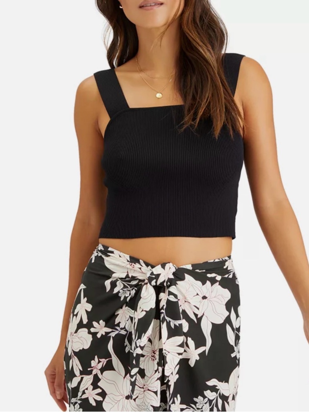 Sanctuary - Morello Ribbed Square Neck Sleeveless Cropped Top